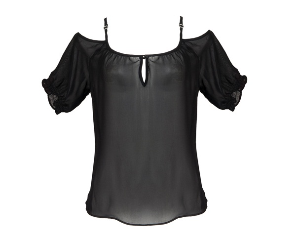 Blusa transparente. R$ 49,90.<br>