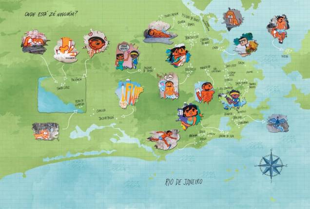 Mapa mostra onde estão as obras reunidas no livro Mapa mostra onde estão as obras reunidas no livro