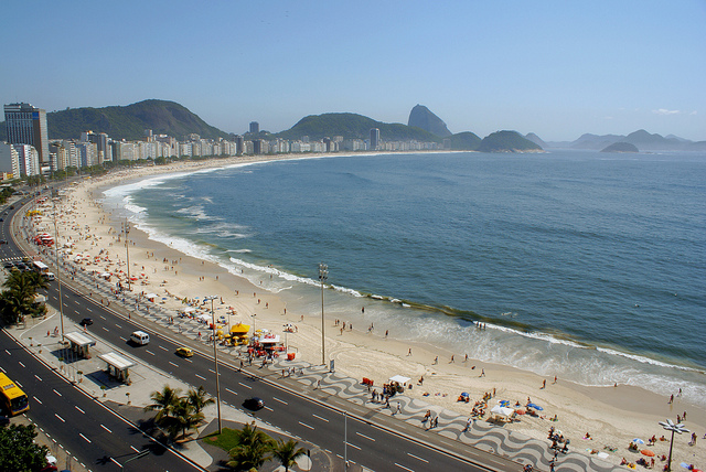 A imagem mostra a Praias de Copacabana vista do alto
