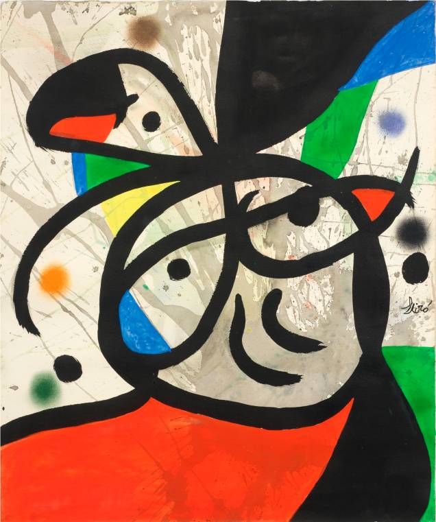 Femme Oiseau (1976): guache, nanquim e pastel sobre papel, de Joan Miró, da galeria Mayoral