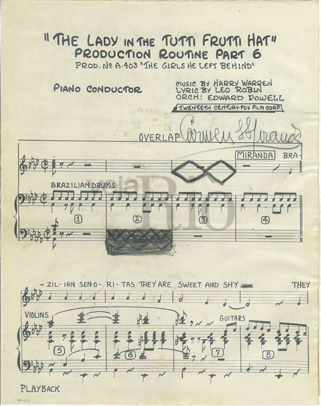Partitura original The Lady in The Tutti Frutti Hat do filme Entre a Loura e a Morena (1943)