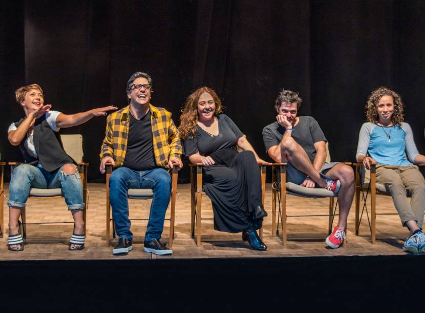 Fabíula Nascimento, Lucio Mauro Filho, Debora Lamm, Bruno Mazzeo e Thalita Carauta: nova geração do humor