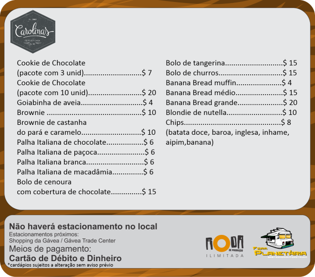 Cardápios Carolinas julho Cardápios Carolinas julho
