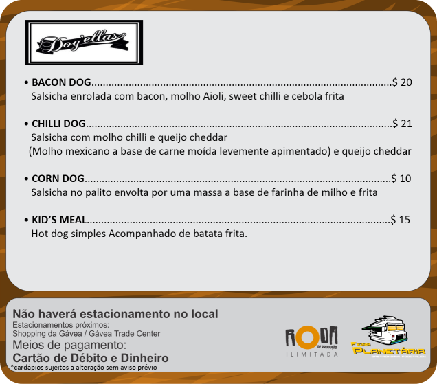 Cardápios dogellas julho Cardápios dogellas julho