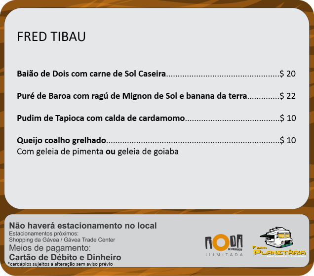 Cardápios fred tibau julho Cardápios fred tibau julho