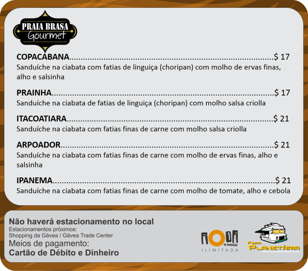 Cardápios praia brasa julho Cardápios praia brasa julho