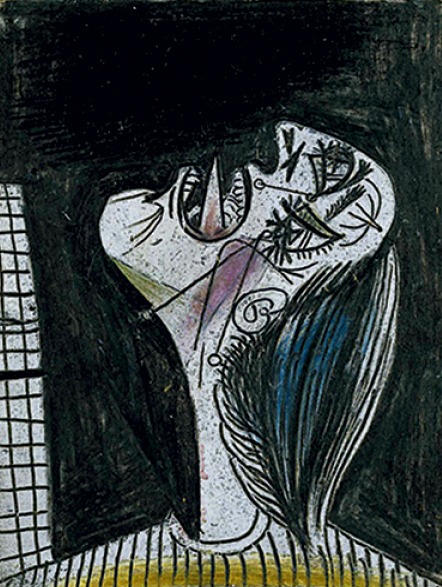 A figura da mulher em desespero é um dos três chamados “pós-escritos” à obra, ou seja, foram feitos após a conclusão de Guernica