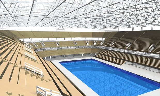 Visão interna do centro de esportes aquáticos.<br> Visão interna do centro de esportes aquáticos.<br>