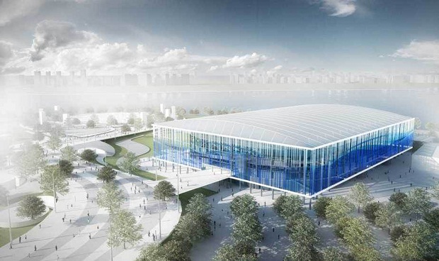 Projeto do centro de esportes aquáticos.<br> Projeto do centro de esportes aquáticos.<br>
