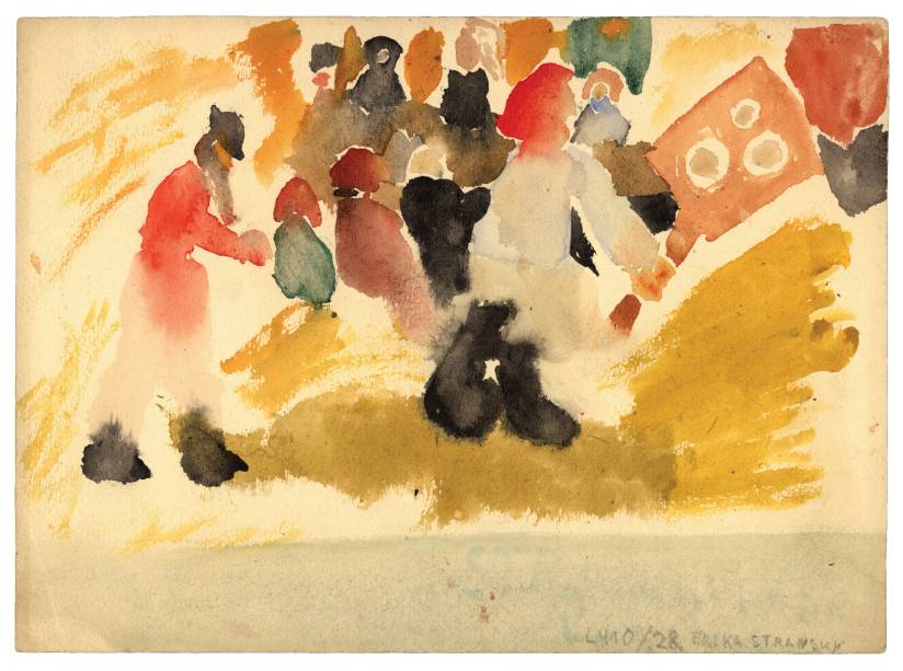 Desenho de Erika Stránská, morta no campo de concentração de Auschwitz, em exposição no Museu Histórico Nacional