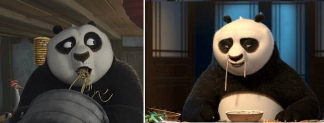 E o que dizer do simpático urso panda fissurado em macarrão? Seu nome é Po, e ele trabalha no restaurante do pai, o ganso Ping, especializado em sopa de massa. Mas seu sonho é mesmo lutar kung fu, apesar de ser pesado e desajeitado.<br>