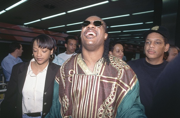 Desembarcando no Aeroporto do Galeão em 1995 para o Free Jazz Festival<br>