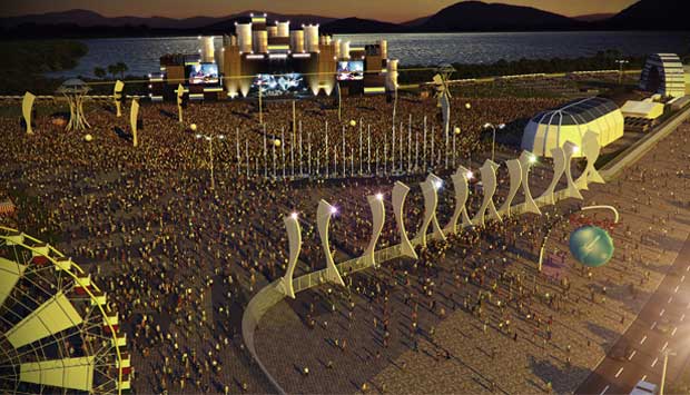 O terreno de 250 mil metros quadrados às margens da Lagoa de Jacarepaguá será usado pelo Rock in Rio em setembro deste ano. Vai abrigar dois grandes palcos, um parque de diversões, lojas e até recriar uma rua de Nova Orleans. Serão cerca de 20 casas, que<br>