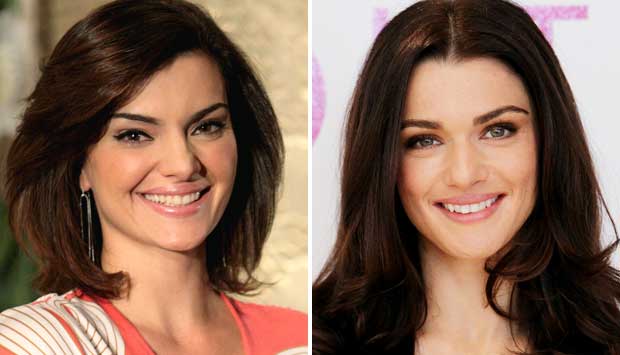 Até o sorriso de Mayana Neiva lembra o da atriz Rachel Weisz, musa do filme A Múmia. Difícil é saber quem é mais bonita entre as duas.<br> Até o sorriso de Mayana Neiva lembra o da atriz Rachel Weisz, musa do filme A Múmia. Difícil é saber quem é mais bonita entre as duas.<br>