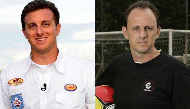 O apresentador Luciano Huck e o goleiro Rogério Ceni se acham parecidos e até já fizeram propaganda juntos para uma marca de refrigerantes.<br>