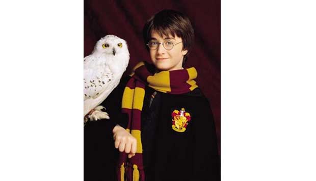 Daniel Radcliffe, intérprete de Harry Potter, foto de divulgação do filme Harry Potter e a Pedra Filosofal, 2001<br>