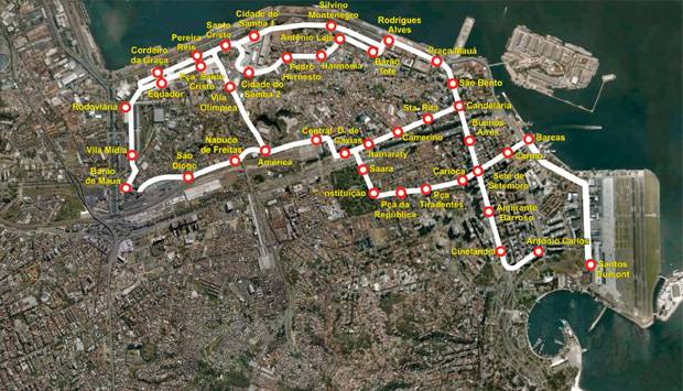 seis vão percorrer 26 quilômetros da região central da cidade, que vai ganhar 41 estações. As paradas terão, em média, 400 metros de distância<br> seis vão percorrer 26 quilômetros da região central da cidade, que vai ganhar 41 estações. As paradas terão, em média, 400 metros de distância<br>