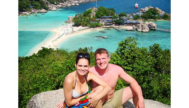 Na lua de mel, Adriana e o marido Aaron conheceram o paradisíaco parque marinho na Tailândia, além da Malásia, do Camboja e do Vietnã<br>
