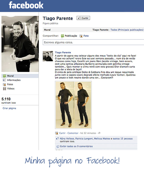 Tiago Parente no Facebook