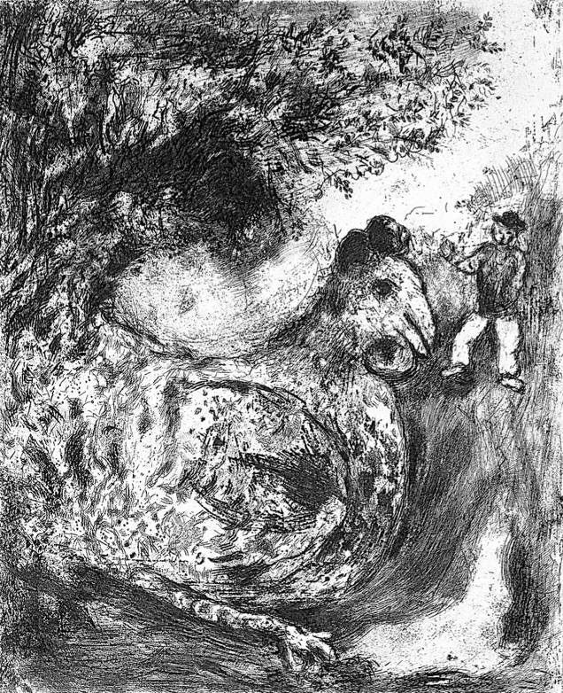 Gravura de Marc Chagall: inspiração em A Galinha dos Ovos de Ouro