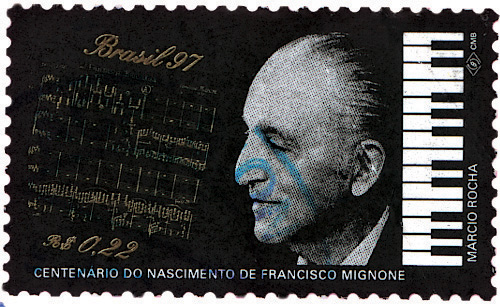 Francisco Mignone: homenageado com um selo na passagem do seu centenário, em 1997