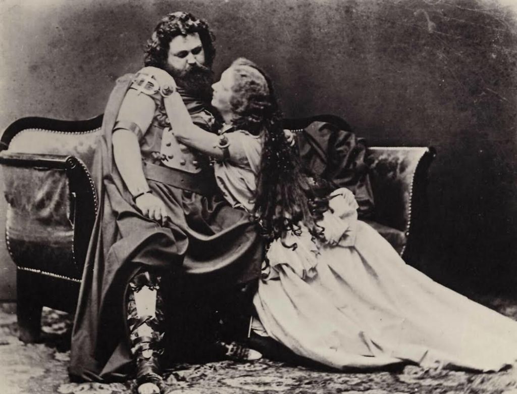 Ludwig and Malwine Schnorr von Carolsfeld in the title roles of the original production of Richard Wagner's Tristan und Isolde in 1865.