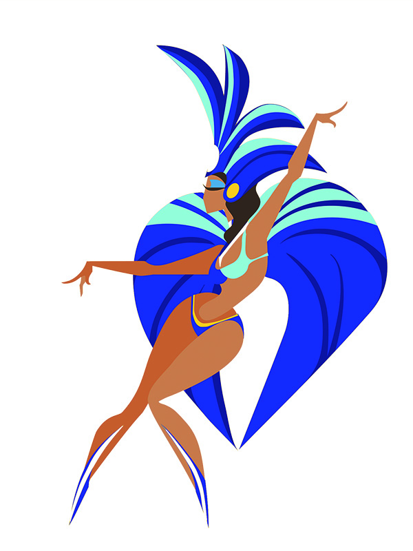 flat vintage background design dancing samba queen
