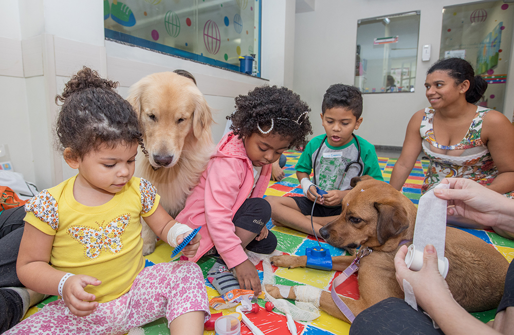 Cachorros alegram crianças internadas em hospital na Lagoa