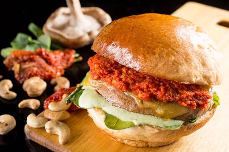 Opção vegetariana do Yámã Burger