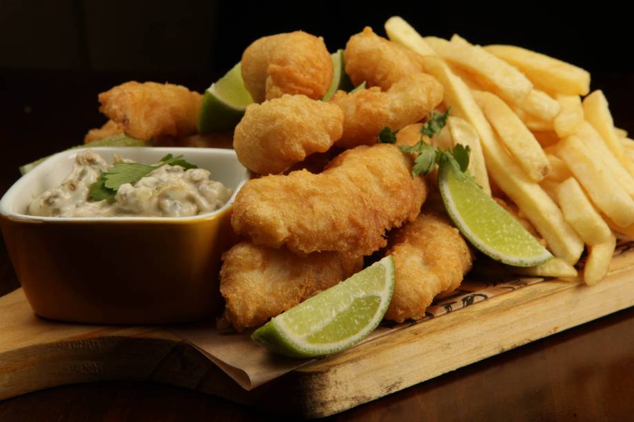 Entre os petiscos, destaque para o fish and chips