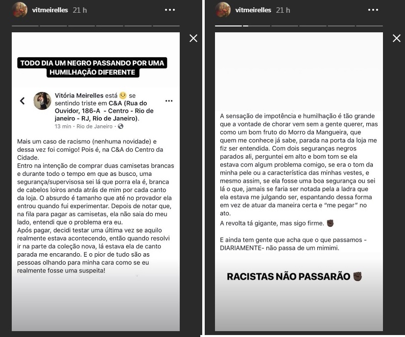 vitoria meirelles racismo C&A