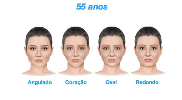 55 anos - As diferentes fases do envelhecimento dos quatro principais formatos de rostos feminino