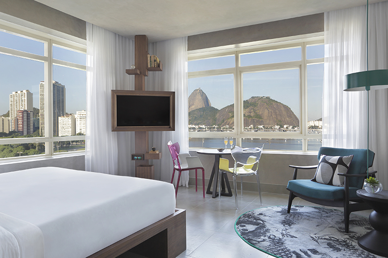 Foto mostra vista de quarto de hotel em Botafogo