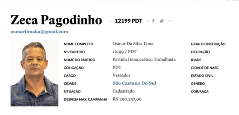 Candidato ‘Zeca Pagodinho’ é notificado pelo cantor e muda de nome