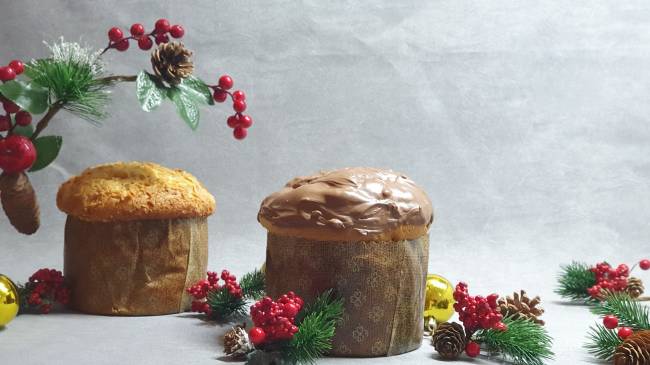 Frédéric Epicerie_Panetones A imagem mostra um panetone e um chocotone