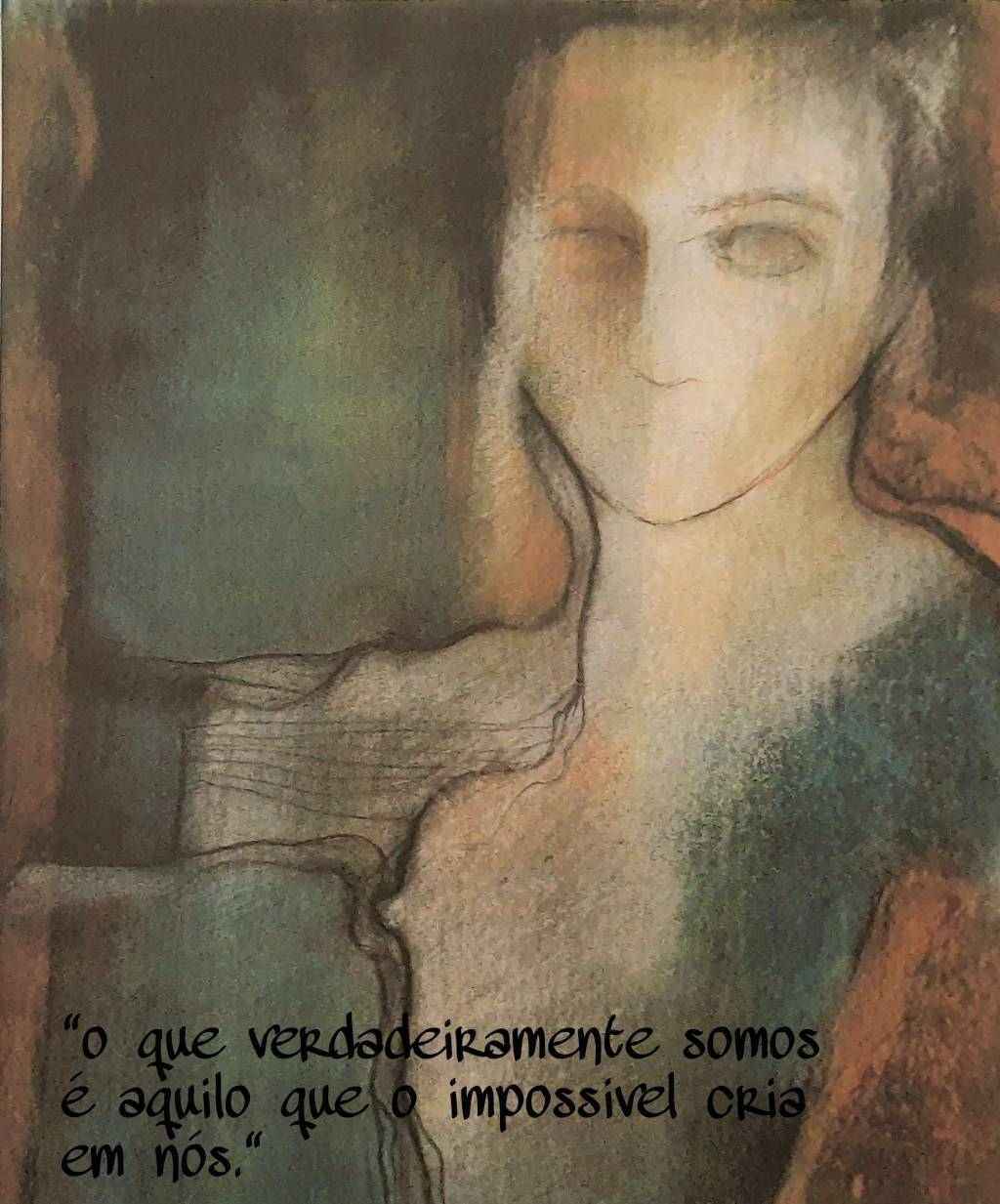 Regina Moura 30 x 42 Pintura de mulher com rosto um tanto abstrato