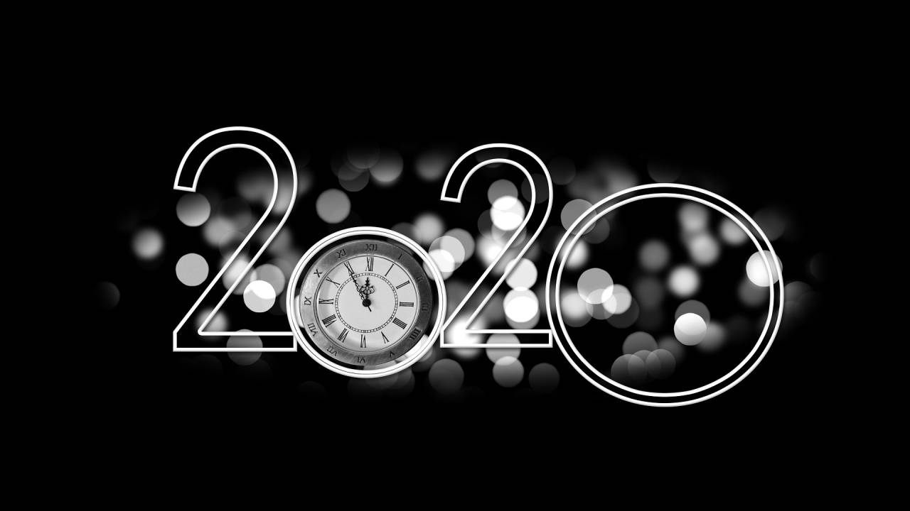 a imagem mostra a palavra 2020 escrita com um relógio no 0