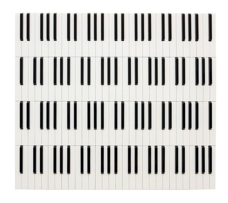 Pintura simula um piano