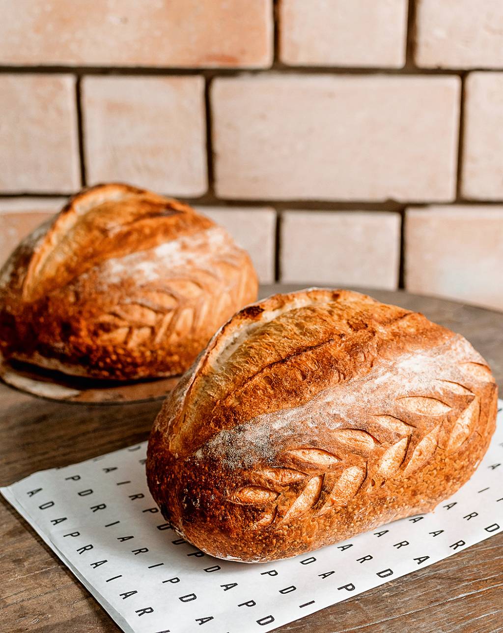A imagem mostra dois pães de fermentação natural