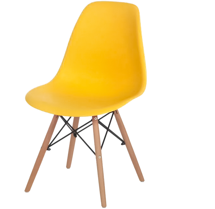 A imagem mostra uma cadeira amarela