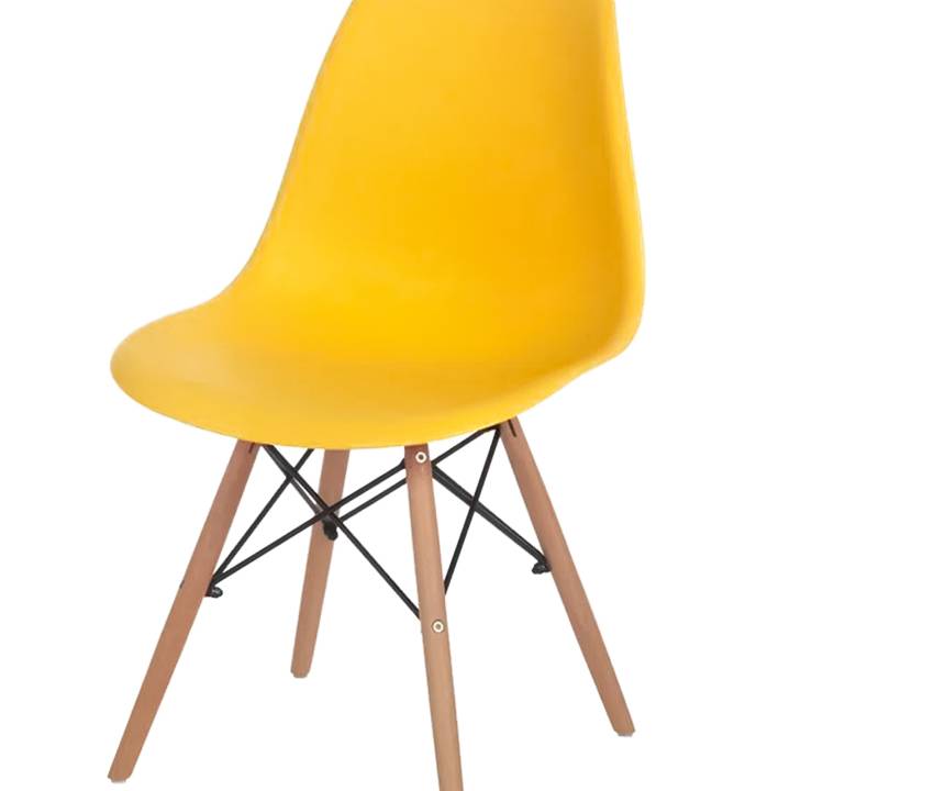 A imagem mostra uma cadeira amarela