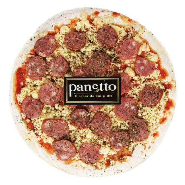 Pizza Zona Sul – Panetto Calabresa A imagem mostra um disco de pizza sabor calabresa