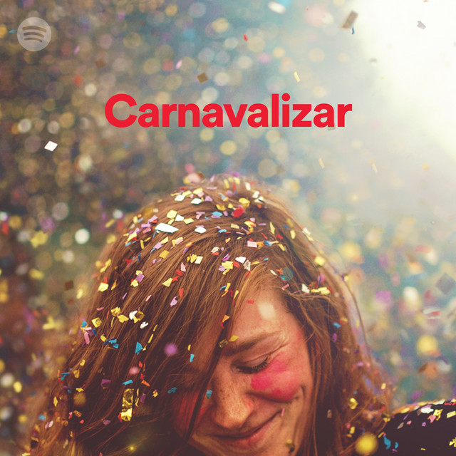 Capa da playlist do Spotify com foto de mulher sob chuva de confete