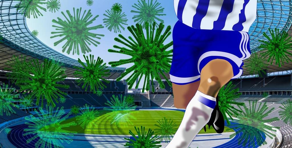 Futebol e pandemia b – Pixabey – Gerd Altmann Jogador tenta driblar o coronavírus