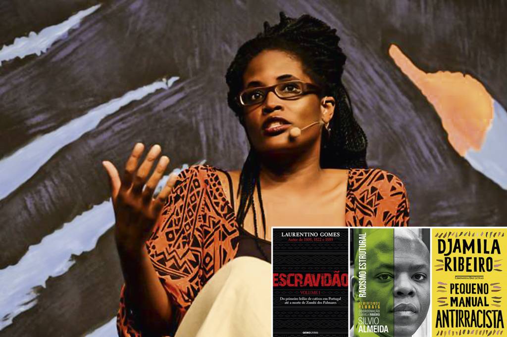 A FILÓSOFA DJAMILA RIBEIRO (acima), autora do Pequeno Manual Antirracista: o livro está no topo da lista dos mais vendidos da Amazon, que traz outros títulos sobre o assunto, como Escravidão e Racismo Estrutural -