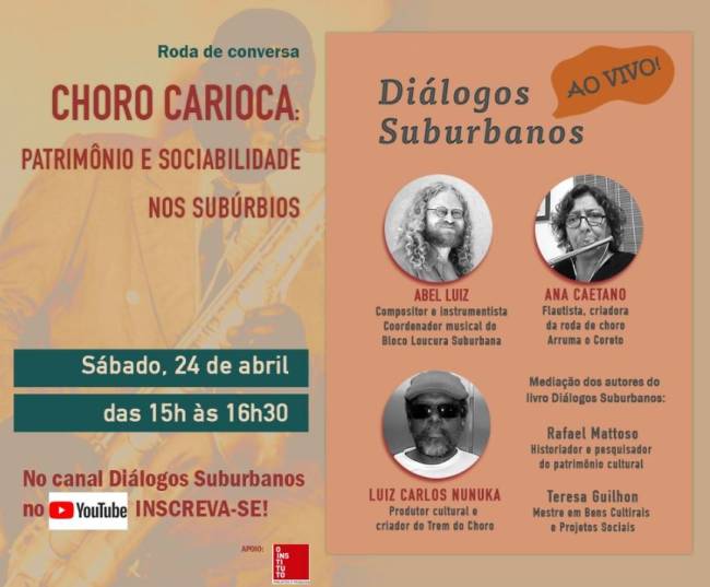Diálogos Suburbanos melhor Arte de divulgação do encontro em homenagem ai Dia Nacional do Choro