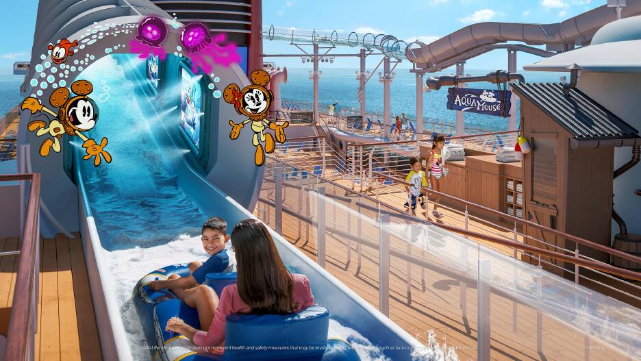 O inédito AquaMouse, de 323 metros, tem efeitos especiais e surpresas
