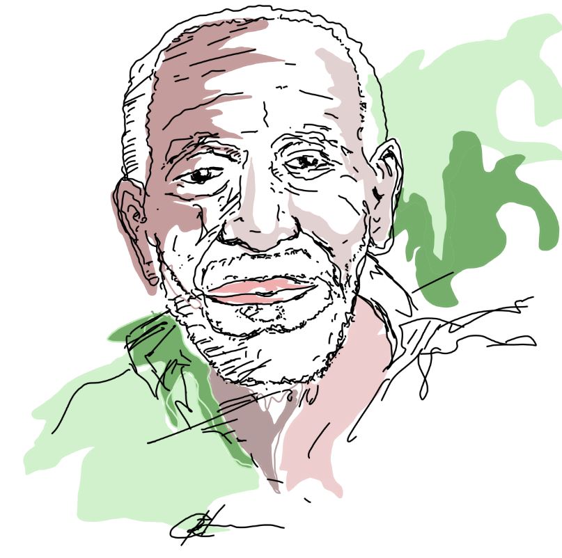 Desenho do sambista Nelson Sargento feito pelo arquiteto Rodrigo Bertamé