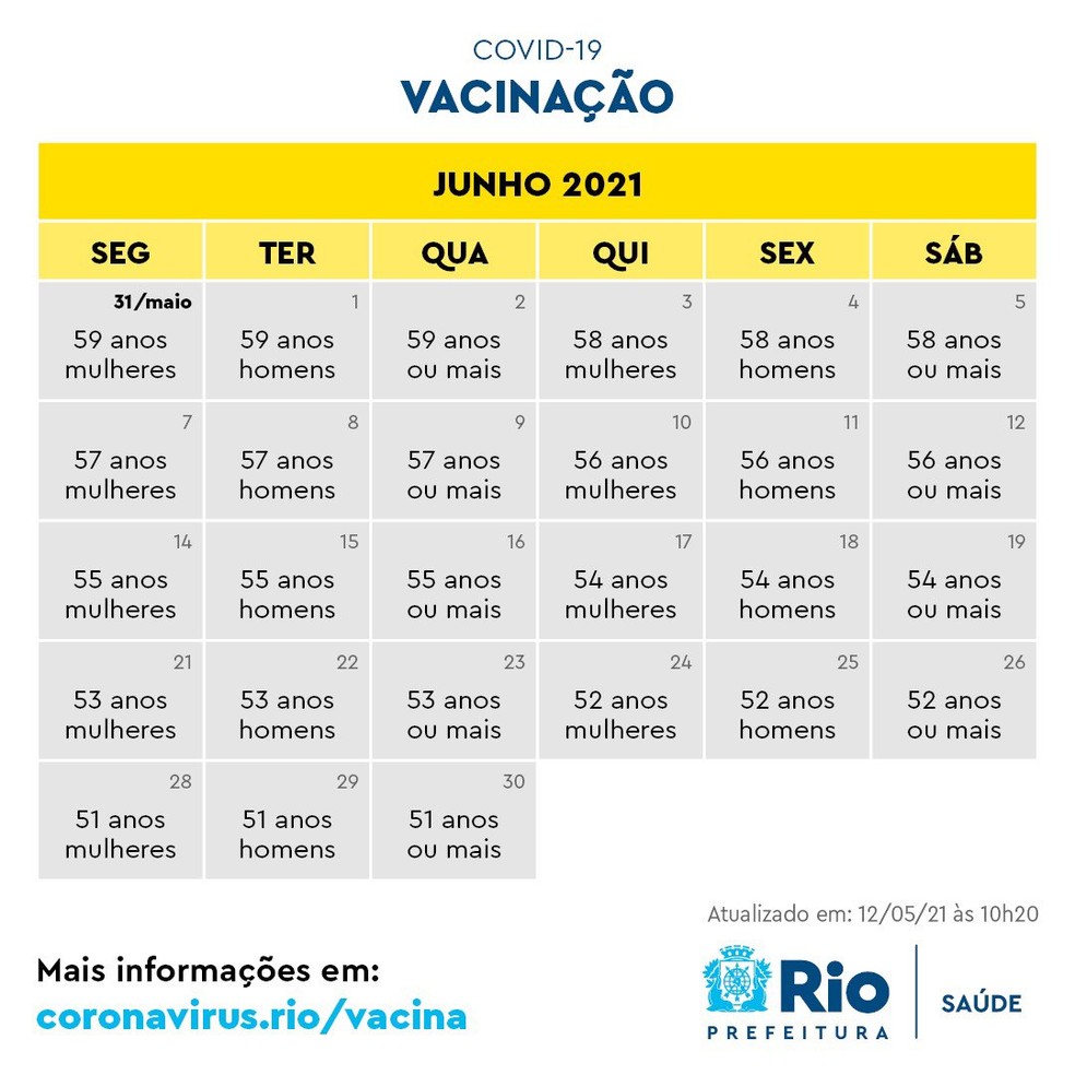 Calendário de imunização de junho