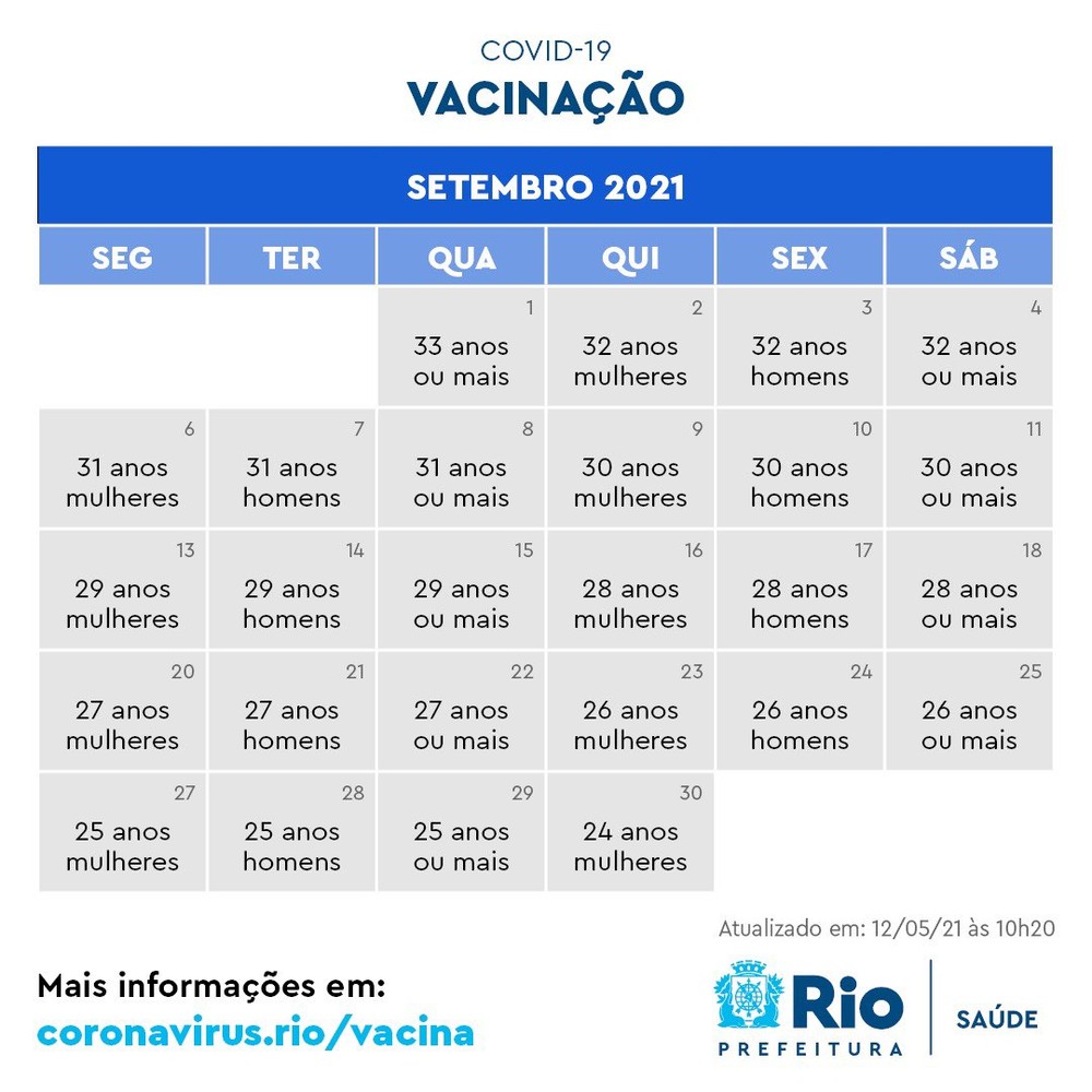 Calendário de imunização em setembro